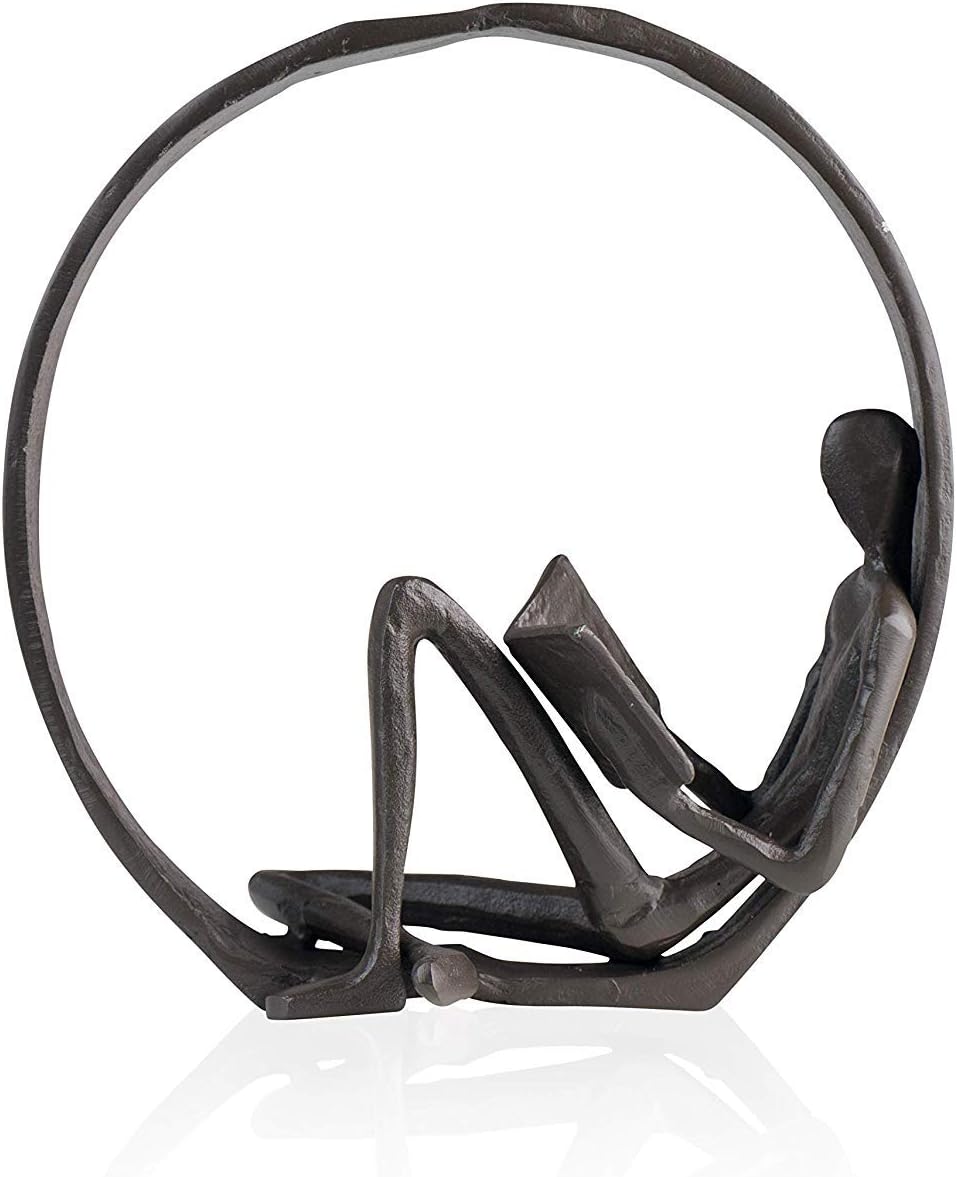 qwqqaq Iron Sculpture Accent Piece,Metal Art Ornaments Vintage Figurine Arts Crafts Home,Desktop Decor Art Shelf Decor Gift for Readers,Teachers-a 17x8x19cm(7x3x7inch)