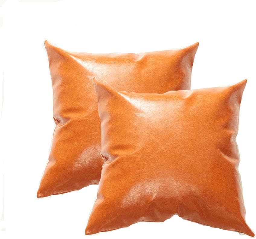Amazon Com Yi Xin Set Of 2 Faux Leather Throw Pillow Covers Soft
