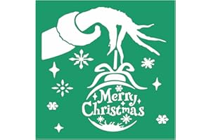 JAJADO Self-Adhesive Silk Screen Stencils Christmas Stencils Screen Print Transfers Reusable Mesh Adhesive Stencils for Painting on T-Shirt Fabric, Ceramic, DIY Christmas Wood Signs Xmas Art Crafts