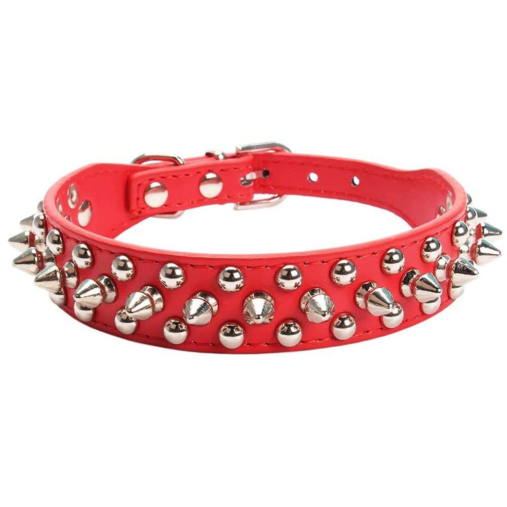 ETOPARS Spiked Studded Leather Dog Collar, Bullet Nail Rivet Collar for Medium & Large Dogs Pitbull, Dog Leash Punk Dog Collar