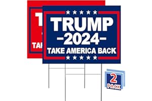 MAGJIUKE Donald Trump 2024 Yard Signs 18 X 12 Inches Double-Sided Printing Take America Back H-Shaped Metal Pipe, Billboard Voting Supports Elections Lawn Garden Open Space Courtyard Community Signs
