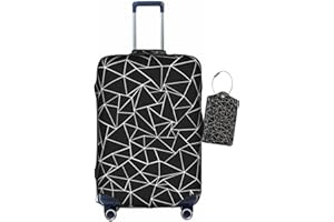 Vridoyt Polygon Abstract Art Luggage Covers and Luggage Tags Tsa Approved, Elastic Washable Fashionable Anti-Scratch Protector, Birthday Gifts for Men Women(L 26-28 Inch)