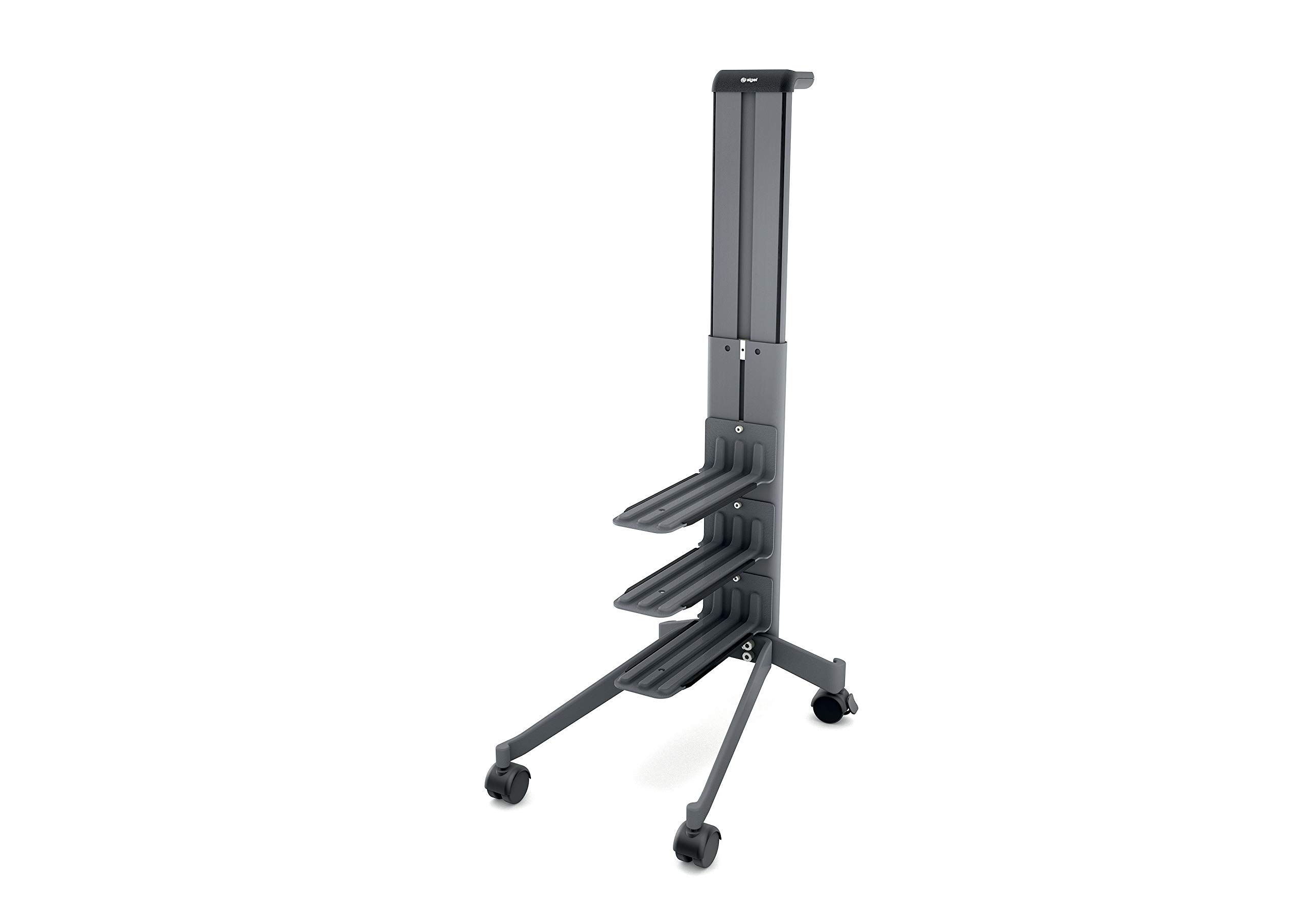 SIGEL MI200, "Workplace" Office Caddy, One-Sided, Mobile Pedestal, 489X324X1001 Mm, Metal, Dark Grey