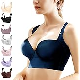 Runilut Women's Push Up Bra,Full-Coverage Underwire Bra,Hide Back Fat Deep Cup Bra,Smoothing T-Shirt Bra,Sculpting Uplift Bra