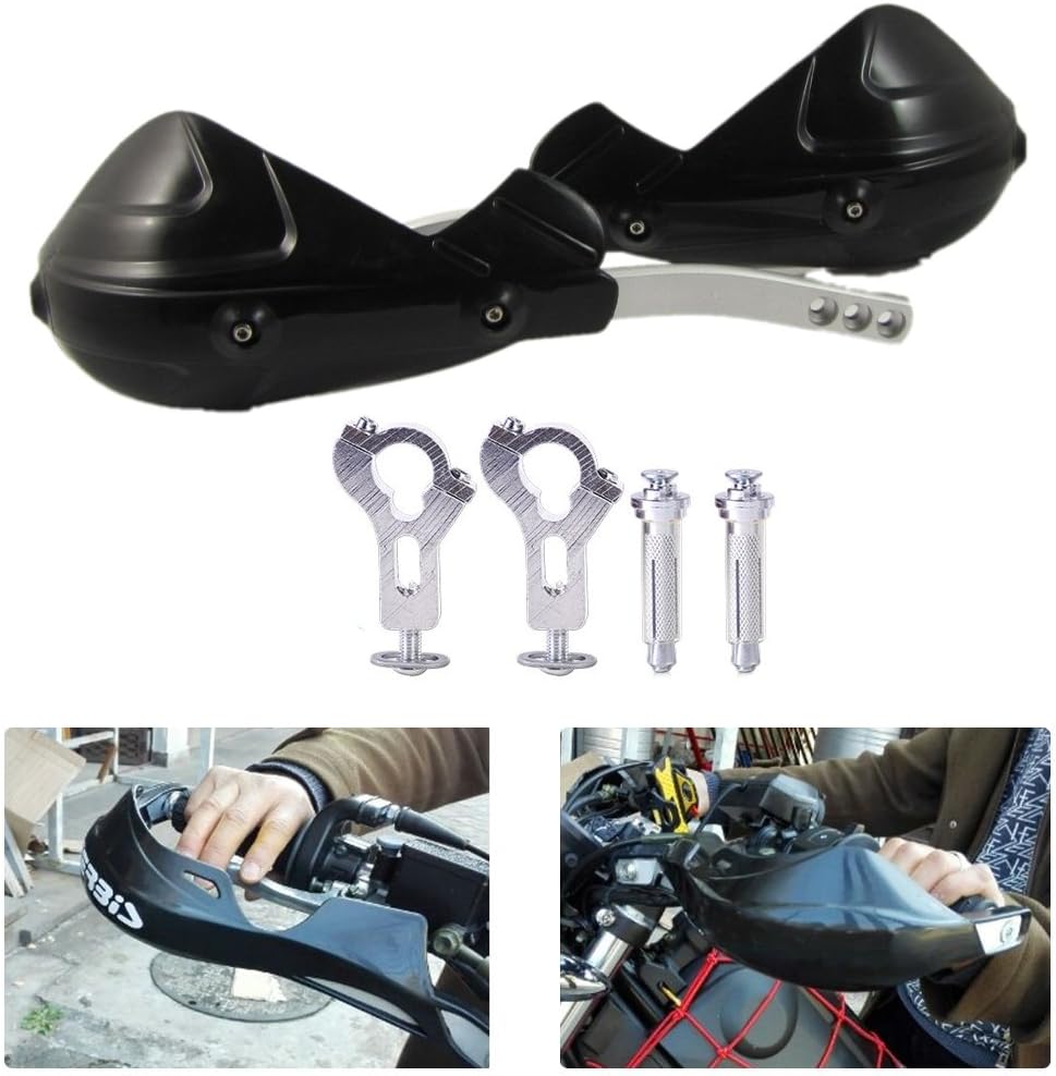 Pair of Black Universal Motorcycle Hand Protectors Retrofit Kit Hand Wrap Hand Protector 22 Mm 7/8