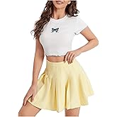 SweatyRocks Women's Basic Crop Top Short Sleeve Round Neck Tee T-Shirt