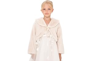Abbyabbie.Li Flower Girl Dress Coat,Girl Cozy Faux Fur Bolero Shrug Accessories Princess Cape