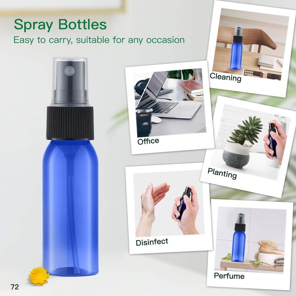 Toureal 30ML Fine Mist Spray Bottle 12pcs Empty Travel Small Mister Refillable Dispenser, Spritzer Container for Cosmetics Blue - Image 3