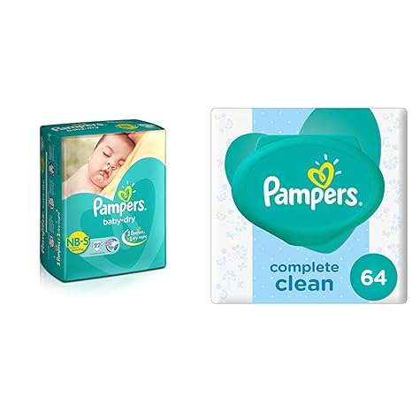 Pampers Small Size Diapers (22 Count) & Pampers Fresh Clean Baby Wipes (64 Count)