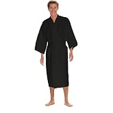 Men's Waffle Robe by BOCA TERRY, Waffle Knit Spa Robe, Long Lightweight Cotton Kimono Hotel Bathrobe