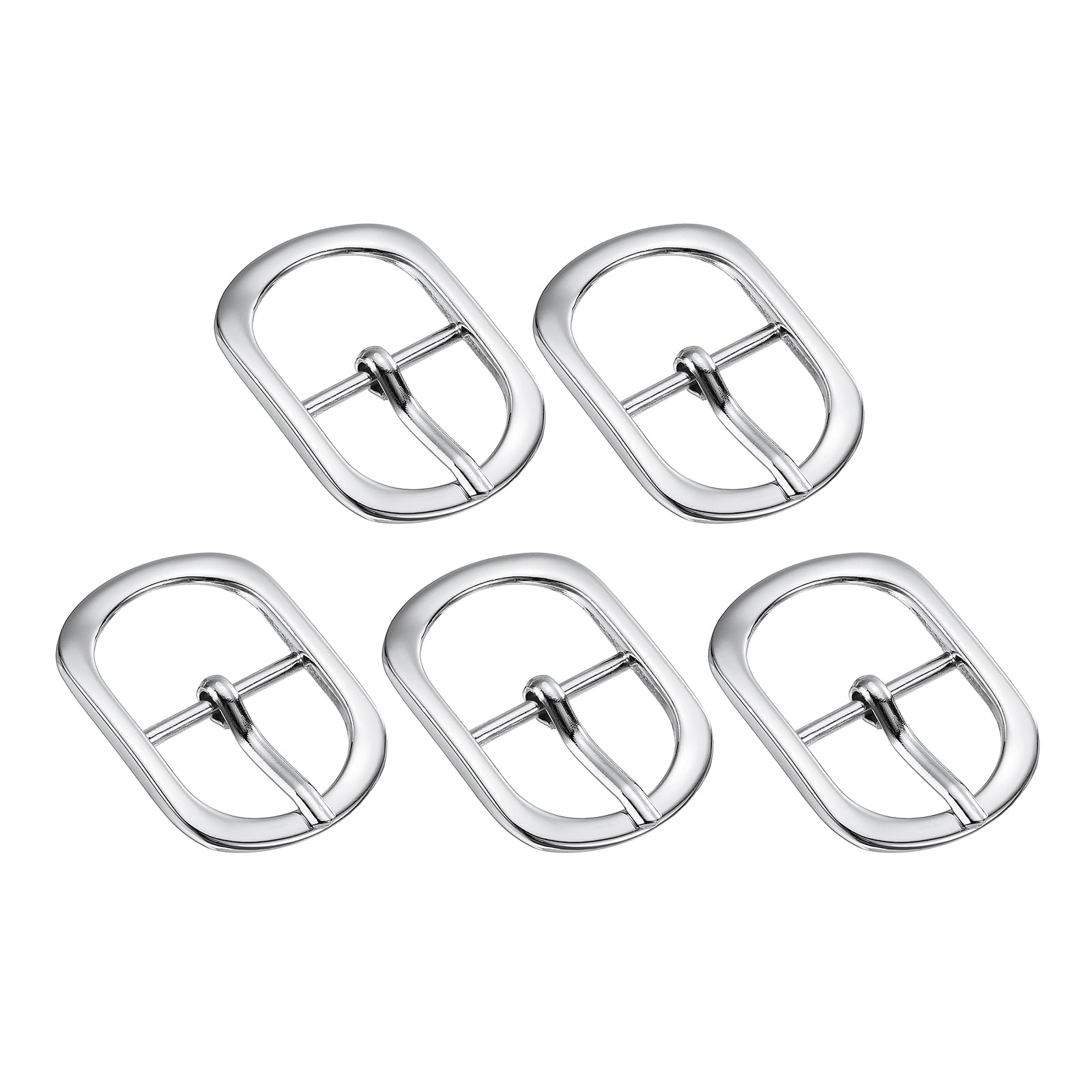 Uxcell 5Pcs 1.26" Metal Roller Buckle, Single Prong Belt Buckle Oval Center Bar Buckles for Leather Craft Accessories, Silver