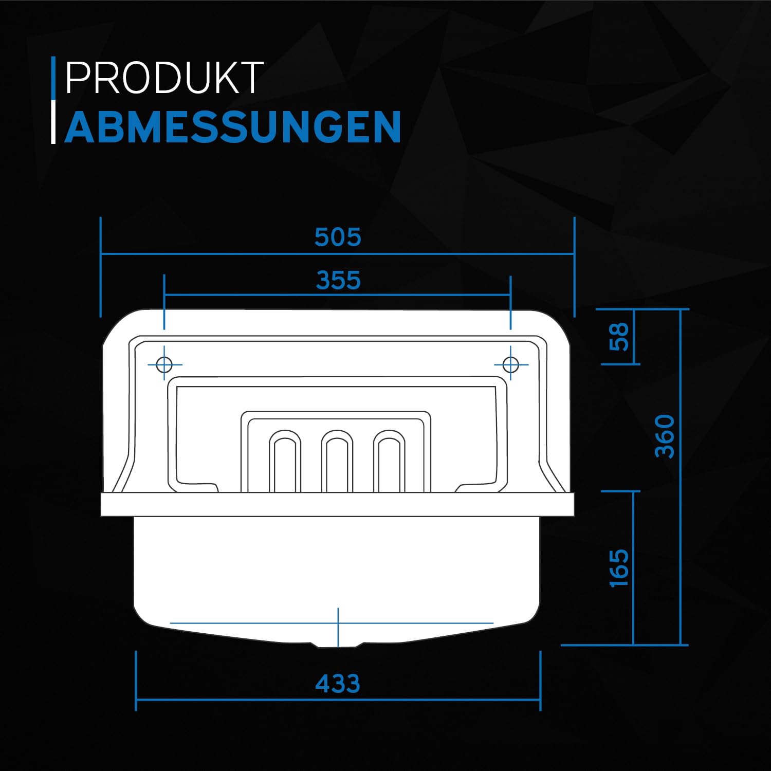 kör4u Ausgussbecken weiß 50cm, aus robustem Stahl für Keller, Waschküche, Garten, Spülbecken, inkl. Abflussstopfen 5