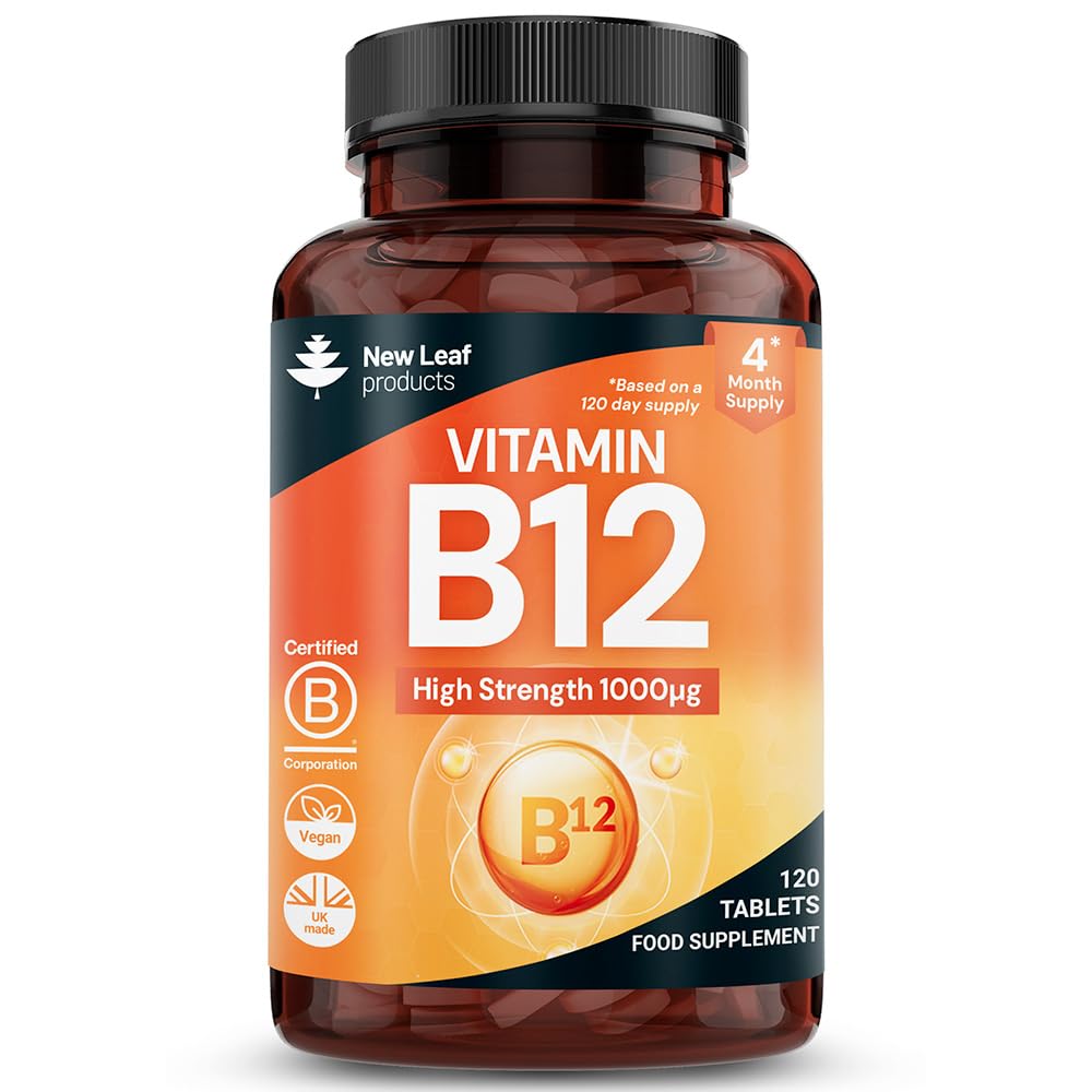 Vitamin B12 High Strength Tablets - 1000mcg Vegan B12 Vitamin Methylcobalamin Supplement – Contributes to The Reduction of Tiredness and Fatigue & Immune Energy Support Made in the UK (4 Month Supply)