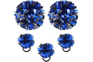Lovecheer 5PCS Pom Poms Cheerleading with Mini Pompoms Hair Ropes Cheerleader Costume Gifts Wrist Decor for Sports Basketball Hockey Football New Year Birthday Party Dance