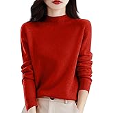 Cashmere Sweaters for Women Soft Wool Blend Long Sleeve Mock Neck Tops Solid Lightweight Jumper Knit Pullover Sweater