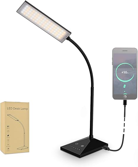 lamparas de computadora led lampara de oficina intensable lampara de hogar tactil sensible portatil puerto usb recargable 5 modos 7 nivel brillo 12w