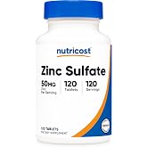 Nutricost Zinc Sulfate (50mg) 120 Tablets - Vegan, GMO-Free, Gluten-Free