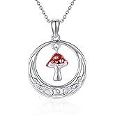 Mushroom Necklace 925 Sterling Silver Celtic Knot Pendant Moon Necklaces Mushroom Jewelry Christmas Gifts for Women