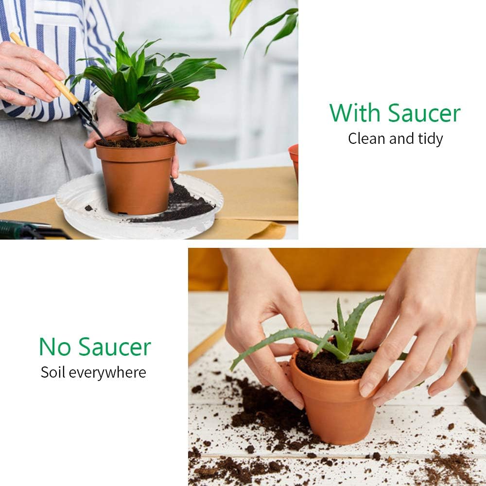 JOYSEUS Plant Saucers - 12 inch - Durable Plastic Plant Tray for Flower Pots, Clear Plant Saucer for Indoor Plants Pots & Outdoor Plants (4 Pack) : Garden & Outdoor