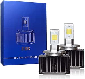 amazon com bright led headlight bulbs conversion kit d5s 7600lm 90w led csp chips 6000k white for car truck high low beam light replacement hid xenon plug n play automotive