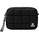 DOYOGI Quilted Cosmetic Bag, Puffer Makeup Bags, Crossbody Purses for women,Cute Travel Toiletry Bag for Women (Black)