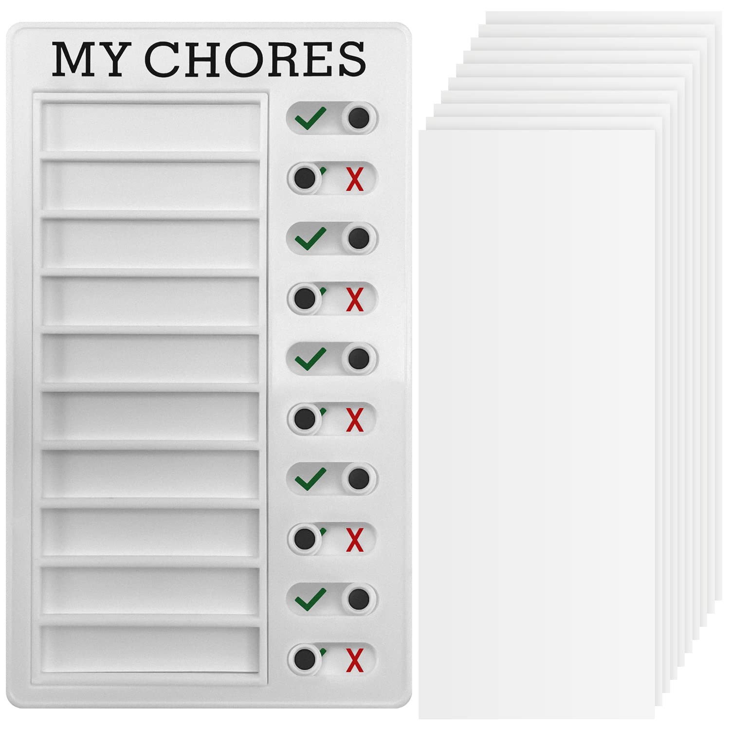 Geiomoo Checklist Memo Board, Plastic Task Pad, Daily Chore Chart Planner (White-MY CHORES)