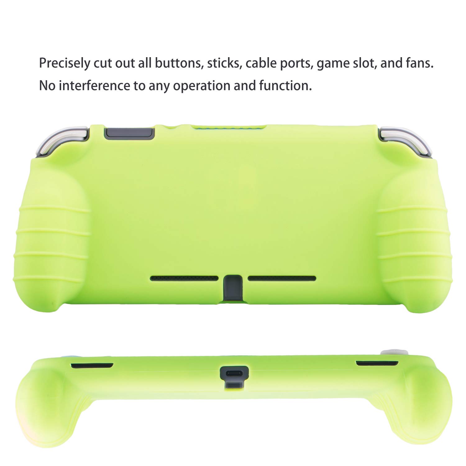YoRHa Handle Grip Soft Silicone Rubber Protective Cover Case (Apple Green) x 1 and Thumbsticks x 4 for Nintendo Switch Lite - 9.2019 Slim Model
