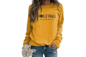 Enviarbrillo Volleyball Mom Long Sleeve Shirt Crewneck Sweatshirt For Women Game Day Shirt Volleyball Mom Graphic Sweats Tops