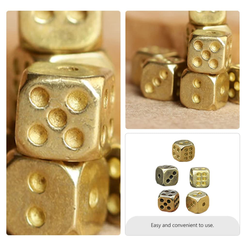 5Pcs Pure Copper dice Fancy 6 Sided dice Brass dice Unique 6 Sided dice Simple Small dicesdnd Stuff Board Game Antique dice Retro dice dice Silver dice d6 Vintage Accessories