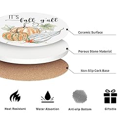 Fall Drink Absorbent Coasters with Holder Set of