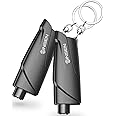 SINSEN Window Breaker Seatbelt Cutter, Car Emergency Safety Keychain, Seat Belt Escape Tool and Glass Hammer, Spring-Loaded for Land and Underwater, 2PCS, Black