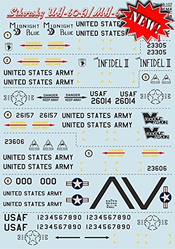 DECAL FOR AIRPLANE SIKORSKY UH-60A/MH-60G AIRCRAF 1/48 PRINT SCALE 48-107