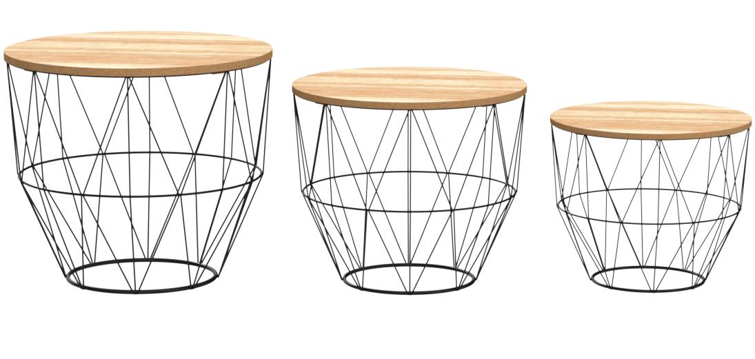 Beistelltisch 3er Set Couchtisch Im Industrie Design Aus Metall Mit Holz Tischplatten 3er Set Bauchiger Korb Schwarz Amazon De Kuche Haushalt Wohnen