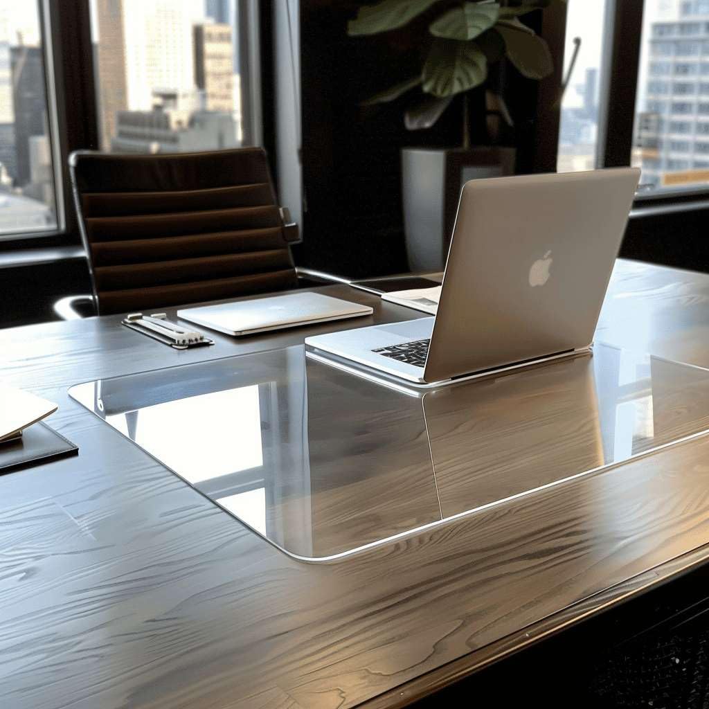 Non-Slip PVC Desk Protector Mat with Round Edge, Heat Resistant & Waterproof - Clear, 80x40cm (2.6x1.3ft)