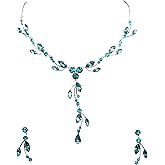Faship Gorgeous Rhinestone Crystal Floral Necklace Earrings Set