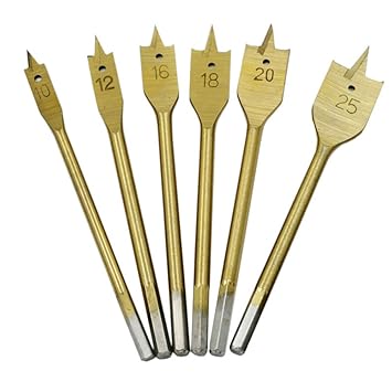 Generic LHX 6pcs/Set Ti Coated Wood Flat Drill Set Woodworking Spade Drill Bits foret Bois Woodworking Tools for Drill taladro Manual
