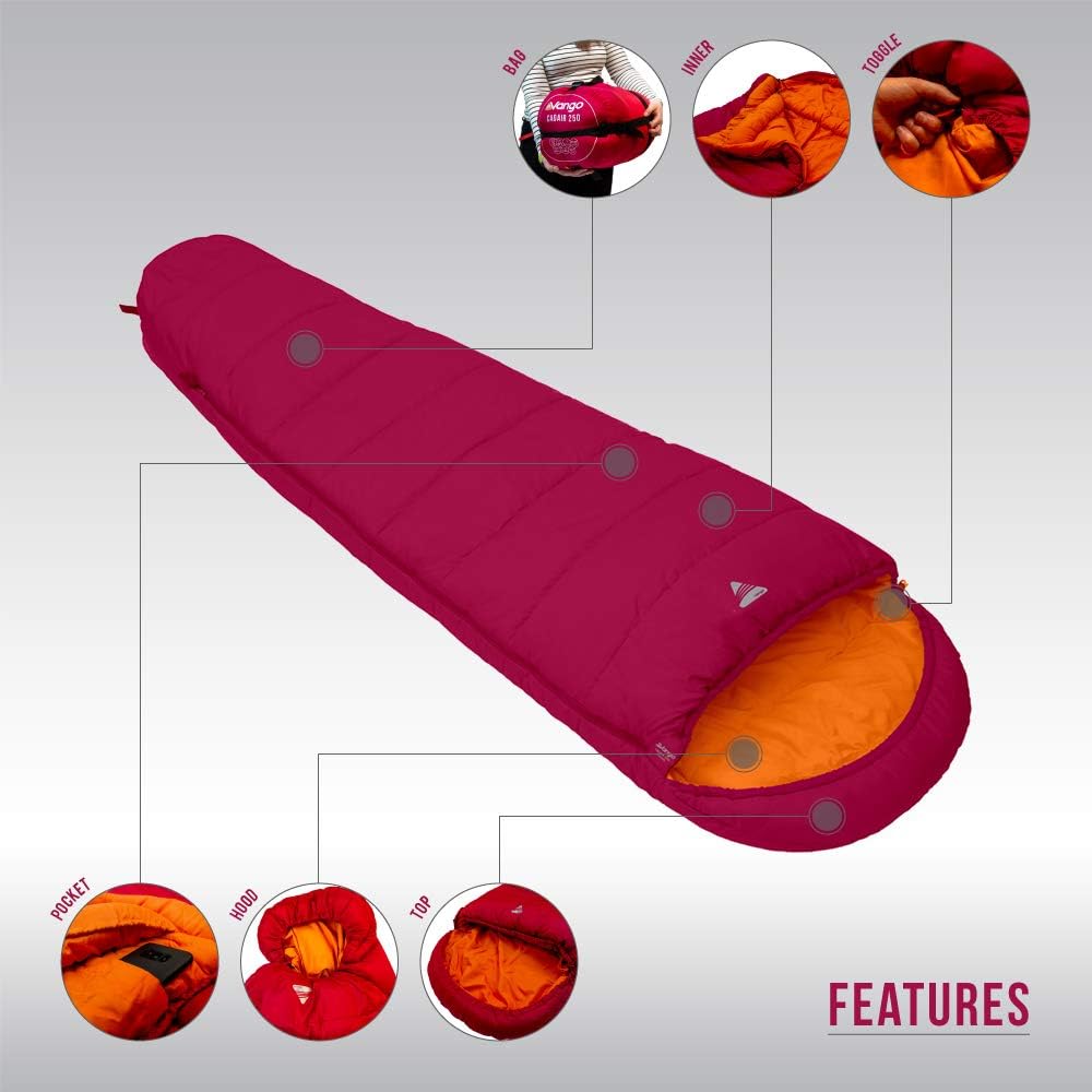 Cadair 250 Sleeping Bag for Adults (Amazon Exclusive), 3 Season Mummy Design Holds Insulation, Breathable, Cosy Lining Fabric - Image 5