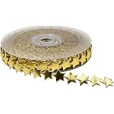 1 Roll Polyester Star Ribbon Trim,Stars Decorations,Gold Ribbon Trim Embellishment for Holiday Wedding Decoration Crafts Gift Wrapping Wreath DIY (Gold)