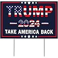 Trump 2024 Yard Sign with Metal Stakes, Double Sided 25x16 Inch Donald Trump Take America Back Signs, Placard Outdoor Voted Signs for Trump Lawn Signs Rally Decoration Lawn Yard Signs