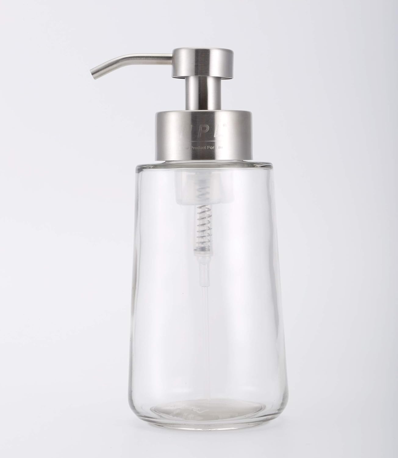 Bathroom Kitchen Clear Glasses Foam Soap Dispenser Pump 16.9 Oz Counter top Lotion 500ml Liquid Bottle Hand Wash for Home Office (Silver)