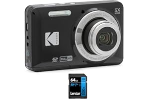 Kodak FZ55 PIXPRO Digital Camera Black Bundle with Lexar 64GB High-Performance 800x UHS-I SDHC Memory Card Series