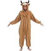 vavalad Scotland Cattle Adult Onesie Pajamas Halloween Christmas Cosplay Costume Women Men