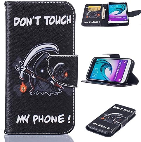 Galaxy J3/J310 2016 Case, Firefish Flip Folio Wallet Kickstand [Shock Absorption] Synthetic Leather Shell with Magnetic Clip [Scratch Proof] Protect Case for Samsung Galaxy J3/J310 2016 -Black