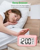 Yuanzeco 4.5 Inch Display Digital Alarm Clock Large Screen Pink Battery Powered view 5