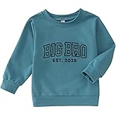 SOFEON Big Brother Sweatshirt Toddler Boy Embroidery Big Bro Est. 2025 Pullover Announcement Crewneck Long Sleeve Fall Tops
