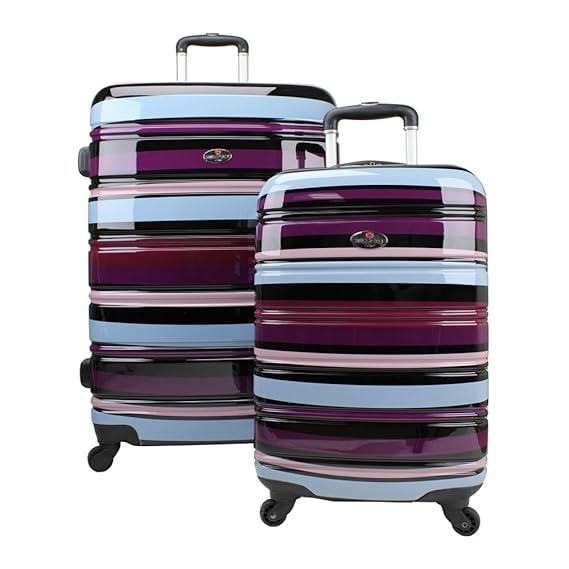 Swiss Case 4 Wheel 2Pc Suitcase Set PURPLE Amazon.co.uk Luggage