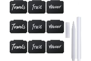 FRTZAL 10 Plastic Basket Bin Label Clip on Removable Kitchen Pantry Label Clip with White Chalk Markers for Storage Bin Box Hanging Bin Clip Label (10)