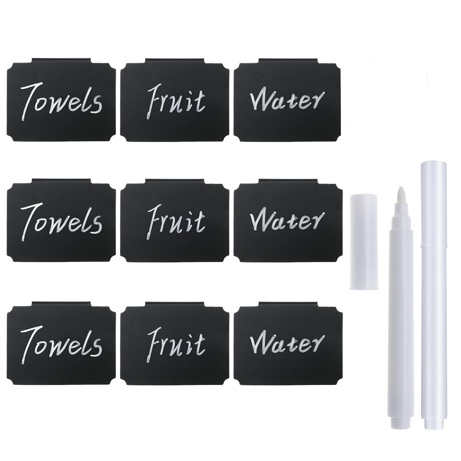 Photo 1 of 10 Plastic Basket Bin Label Clip on Removable Kitchen Pantry Label Clip with White Chalk Markers for Storage Bin Box Hanging Bin Clip Label (10)