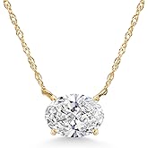 Gem Stone King 1.50 Cttw Oval Cut 14K Yellow Gold IGI Certified Lab Grown Diamond Pendant Necklace | F-G Color | VS1 Clarity | Gold Necklace For Women | 18 Inch Chain