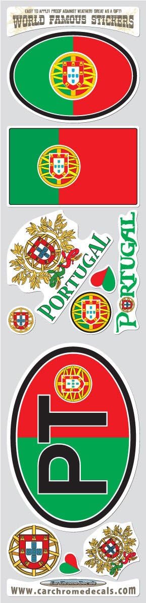 STS-PT Portugal 9 Stickers Set Portugese Flag Decals Bumper car auto Bike Laptop